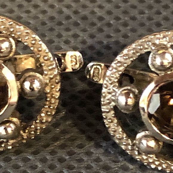 Smokey Topaz Sterling Silver Faceted Filigree Accent Oval Earrings - Picture 8 of 16